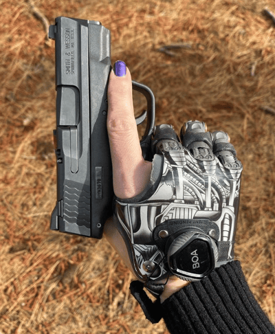 Angie with Gun